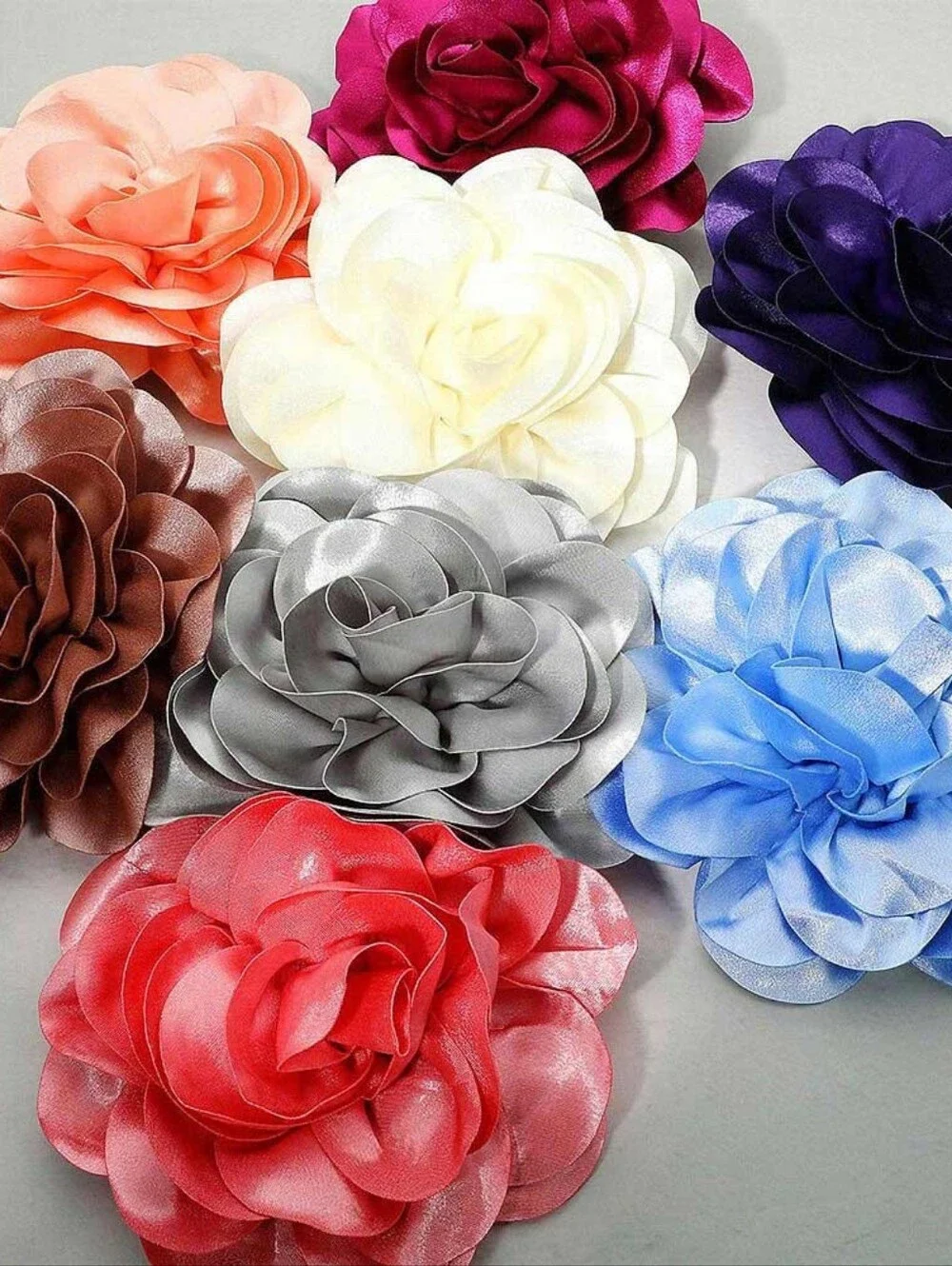 Burgundy Oversized Fabric Camellia Flower Brooch Pin Hairpin 3D Womens Statement
